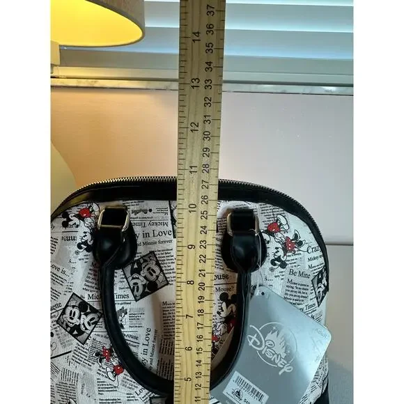 Disney Parks Mickey and Minnie mouse newspaper print purse, Crossbody - Picture 4 of 7